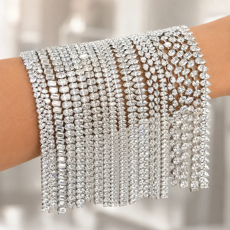 Cascading diamond bracelets
