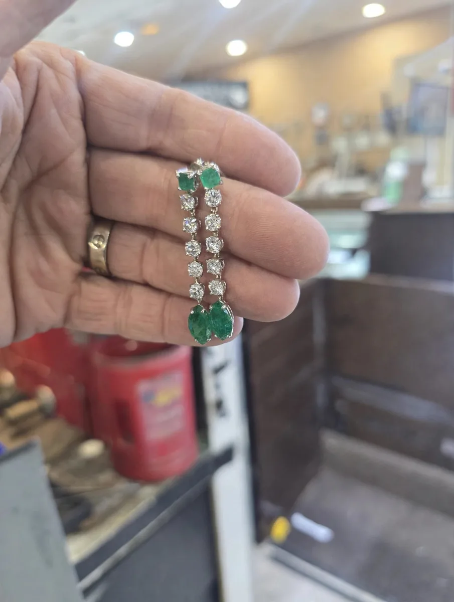 Emerald and diamond earrings