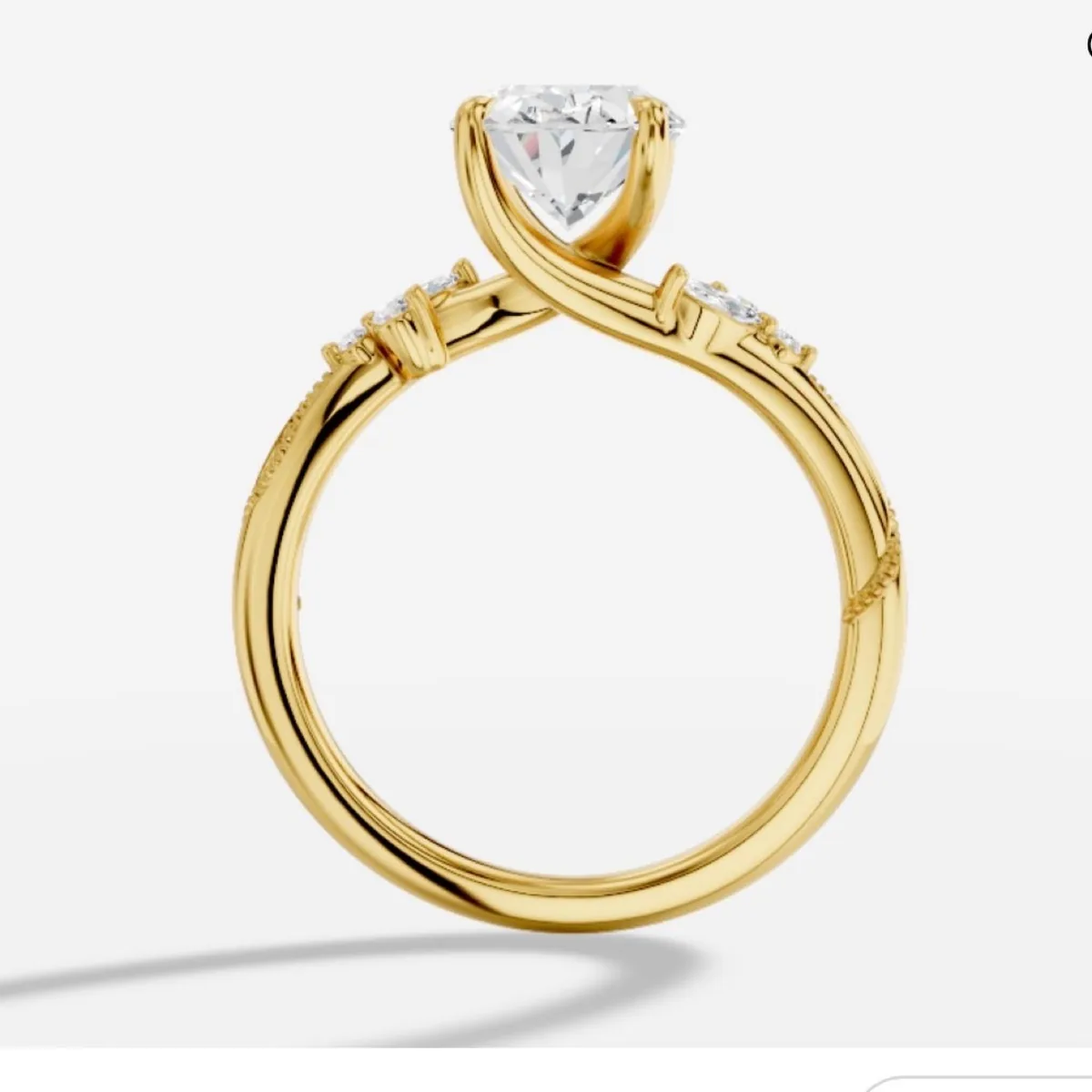 Custom gold solitaire with twist band